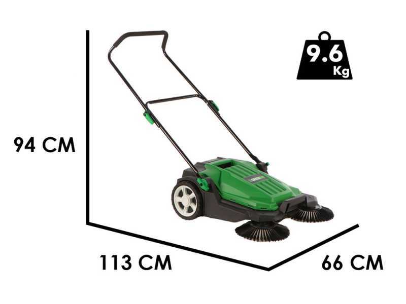 GreenBay GB-SW 650 - Spazzatrice manuale a spinta con cesto di raccolta