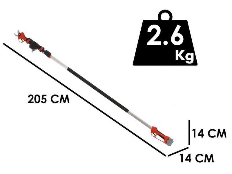 Stocker Magma E-35TP - Forbice elettrica da potatura su asta -21.6V - 205/325 cm - SENZA BATTERIA