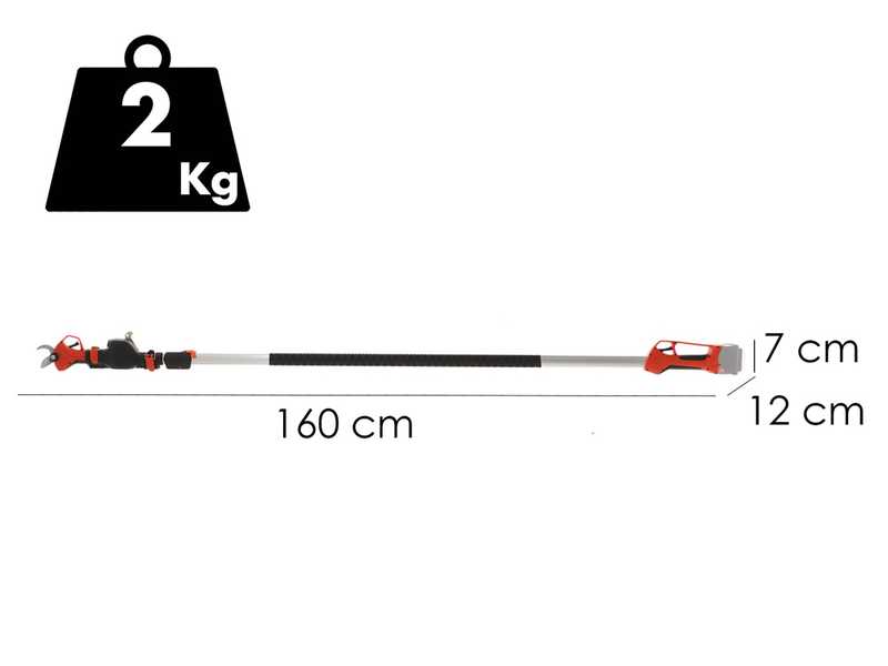 Stocker Magma E-35TP - Forbice elettrica da potatura su asta - 21.6V 2.6Ah - 160/240 cm