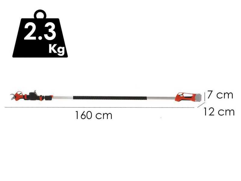 Stocker Magma E-35TP - Forbice elettrica da potatura su asta - 21.6V - 160/240 cm - Diametro di taglio 35mm - SENZA BATTERIA