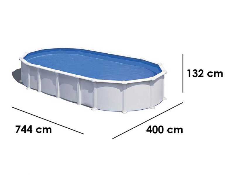 Gre Haiti Ovale 730x375x132cm - Piscina fuori terra - Traverse interrate