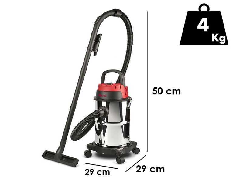 Girmi AP45 - bidone aspira solidi e liquidi wet &amp; dry - 15L - 1000W - acciaio inox