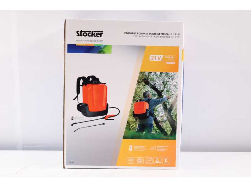 Stocker Ergomist 15 - Pompa irroratrice a spalla a batteria - Serbatoio 15 L - 21 V - 4 Ah