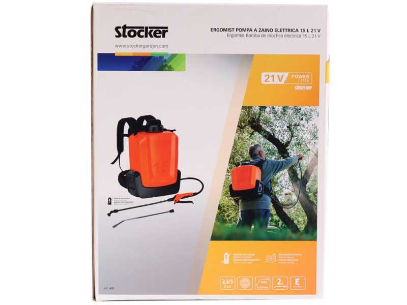 Stocker Ergomist 15 - Pompa irroratrice a spalla a batteria - Serbatoio 15 L - 21 V - SENZA BATTERIE