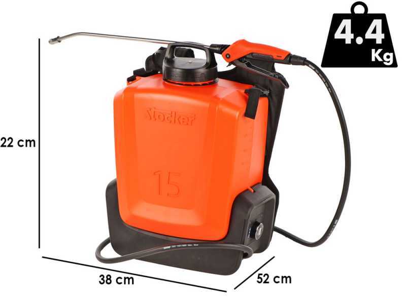 Stocker Ergomist 15 - Pompa irroratrice a spalla a batteria - Serbatoio 15 L - 21 V - SENZA BATTERIE