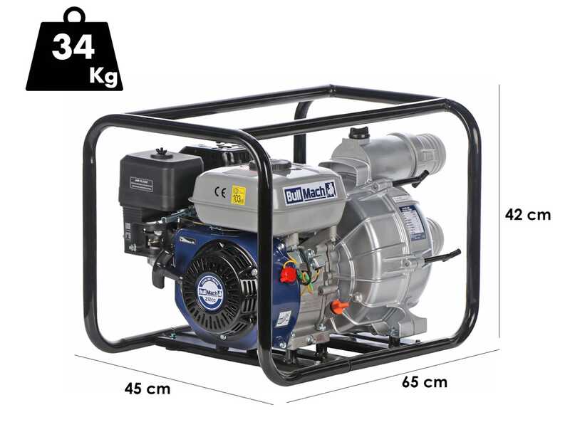 BullMach NERINA 80 - Motopompa a scoppio acque sporche - Raccordi 80 mm
