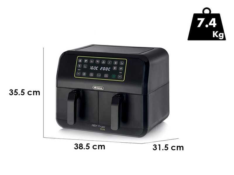 Ariete 4623 Airy Fryer Dual - Friggitrice ad aria doppio cestello digitale 8L