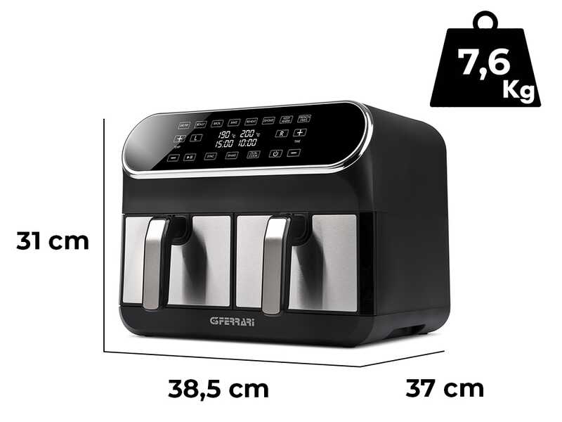 G3 Ferrari Friggisano Duo - Friggitrice ad aria doppio cestello digitale 8L