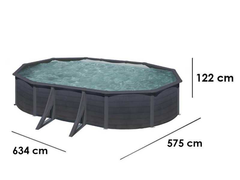 Gre Kea Ovale 610x375x120cm - Piscina fuori terra in acciaio