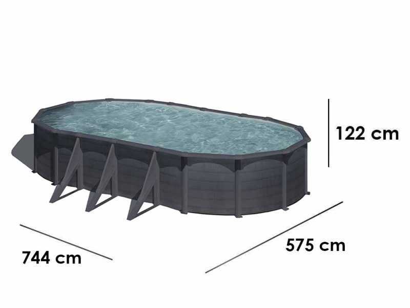 Gre Kea Ovale 730x375x120cm - Piscina fuori terra in acciaio