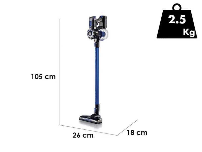 Ariete Lithium Blu - Scopa elettrica ricaricabile senza filo - Batteria al litio 22.2 V/ 2.2 Ah