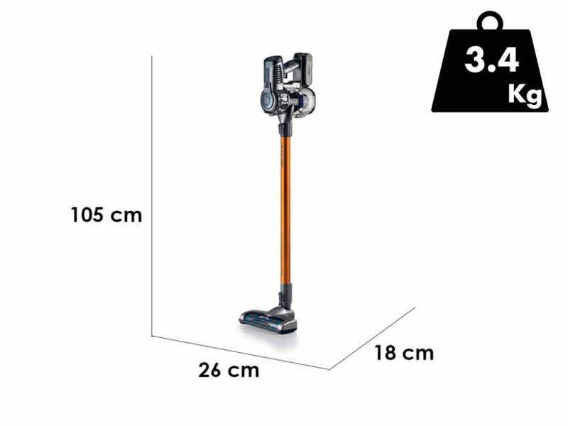 Ariete Digital Lithium Arancio - Scopa elettrica ricaricabile senza filo - Batteria al litio 22.2 V/ 2.2 Ah