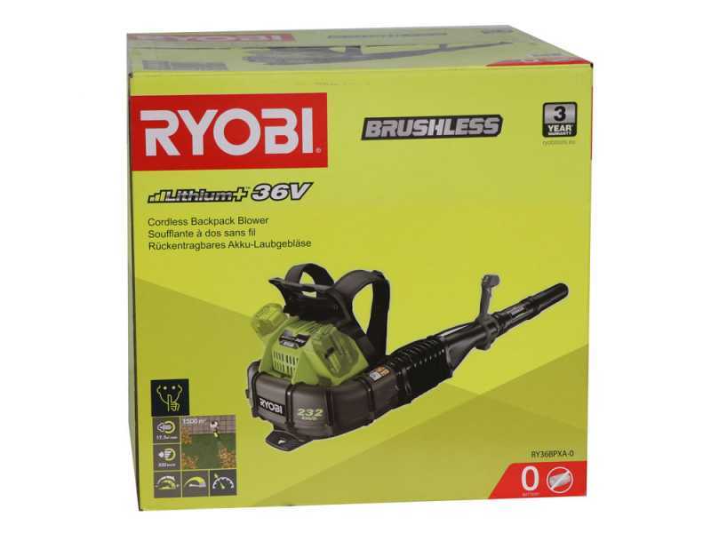 Ryobi RY36BPXB-0 - Soffiatore a zaino a batteria - SENZA BATTERIA E CARICABATTERIE