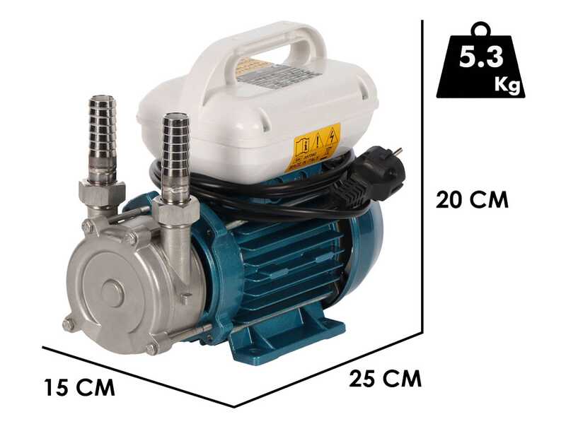 Tellarini ALM 20 L-SR - Pompa elettrica da travaso in acciaio inox - Monofase - 230V - Raccordi in INOX dritti