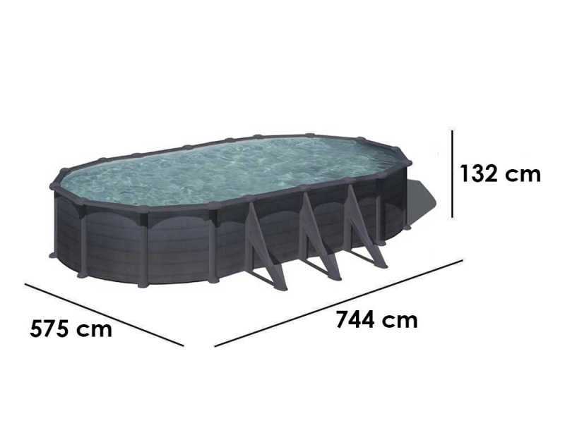 Gre Granada Ovale 730x375x132cm - Piscina fuori terra in acciaio