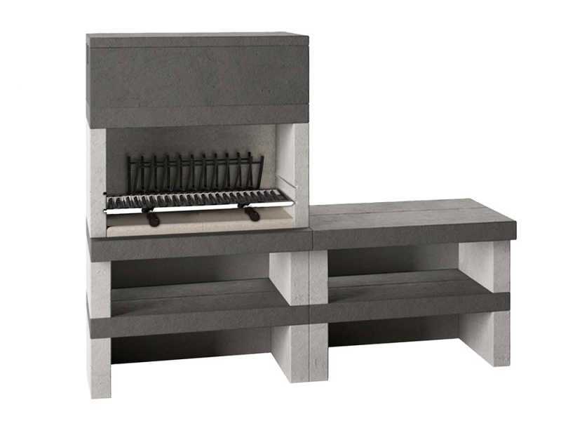 Edilmark KUBO.1 - Barbecue in muratura a legna e carbone - Fuoco Posteriore e Panca Reversibile