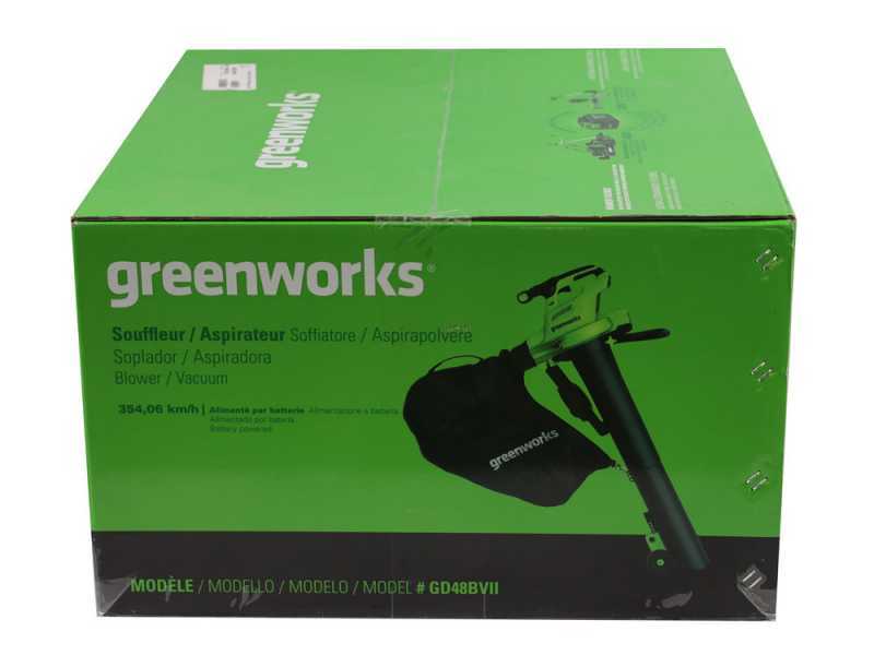 Greenworks GD48BVII - Soffiatore aspiratore a batteria - SENZA BATTERIA E CARICABATTERIE