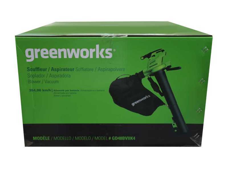 Greenworks GD48BVIIK4 - Soffiatore aspiratore a batteria 48V 4Ah