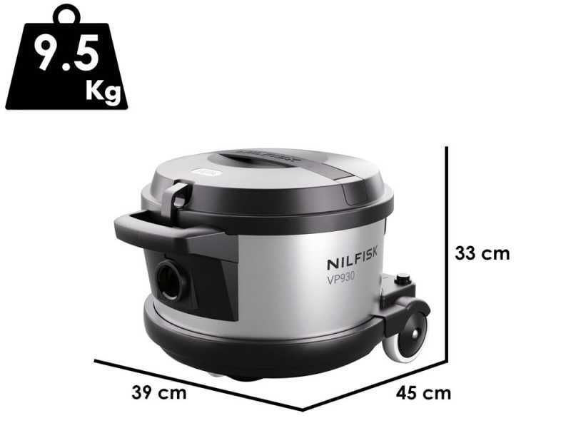 Nilfisk VP 930 Pro Hepa EU - Aspirapolvere ULTRA silenzioso - Fusto in acciaio 15 lt - 760W