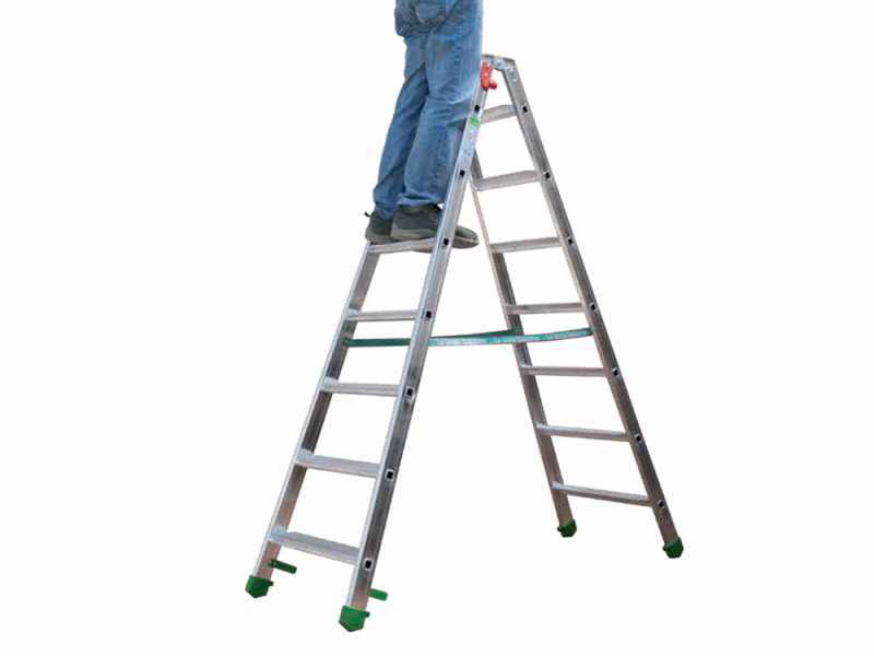 Facal Dupla D-6, 2x7 gradini, 1.54 m - Scala doppia in alluminio - Altezza stimata operativa 2.79 m