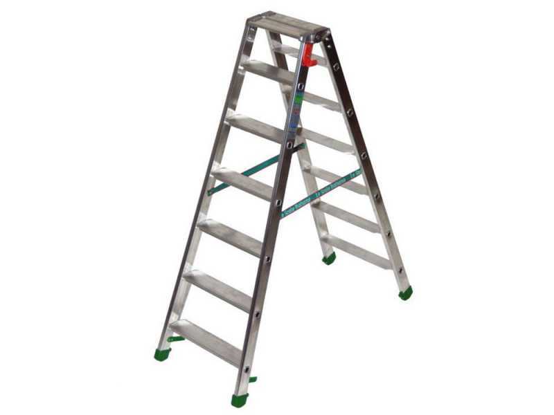 Facal Dupla D-6, 2x7 gradini, 1.54 m - Scala doppia in alluminio - Altezza stimata operativa 2.79 m