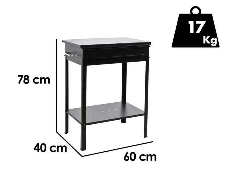 Seven Italy Stromboli Large - Barbecue in ferro artigianale a carbone - 57,5x37cm