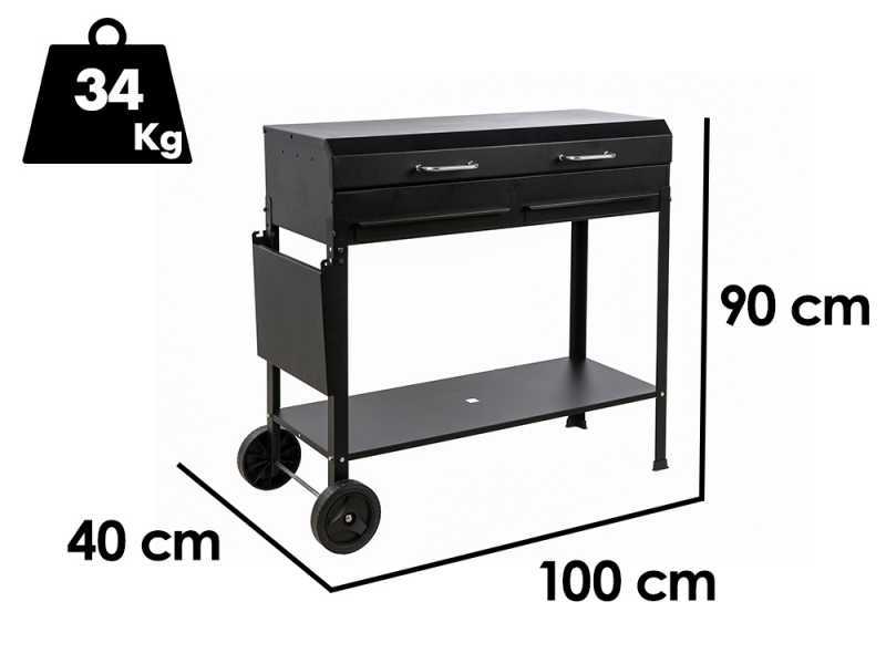 Seven Italy Polifemo Big - Barbecue in ferro artigianale a carbone - 2x 47,5x37cm