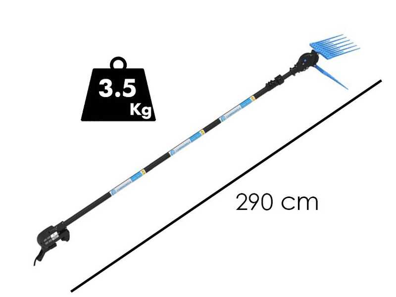 Campagnola Elektra - Abbacchiatore elettrico 290 cm a batteria tipo auto con cavo in dotazione - Asta fissa in carbonio