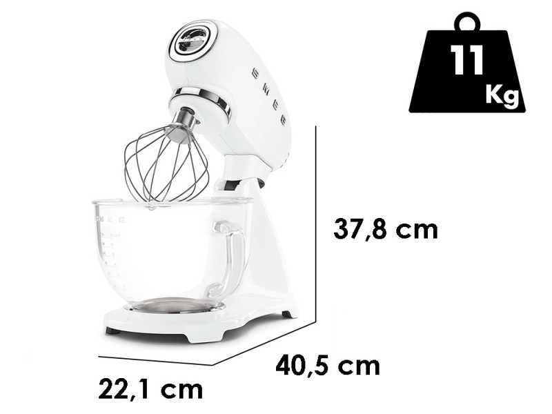 Smeg Full Color Bianco - Impastatrice Planetaria - Vasca in Vetro da 4,8 litri