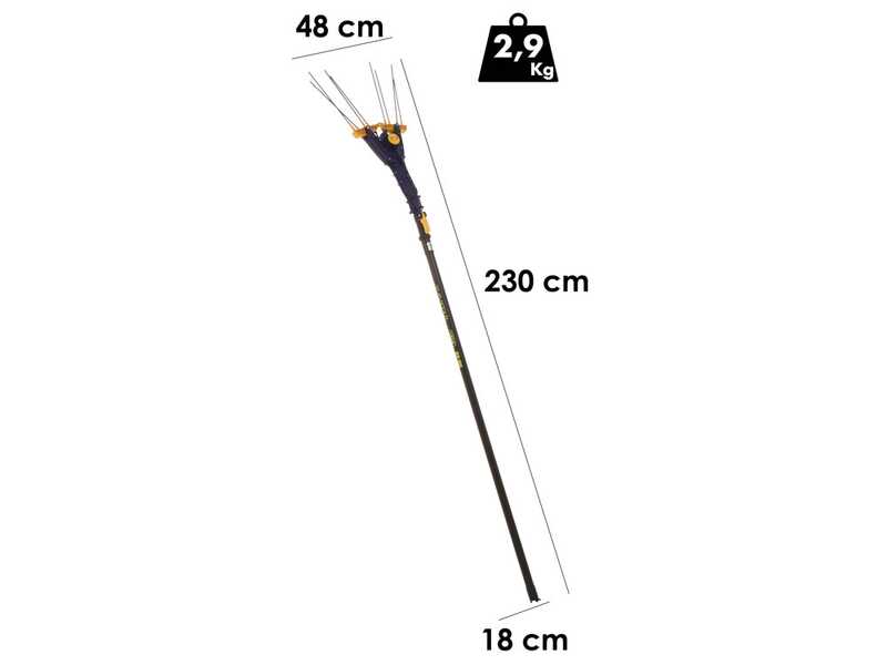 Lisam Avatar - Abbacchiatore elettrico 230/330 cm a batteria tipo auto con cavo in dotazione - Asta Telescopica carbonio e alluminio