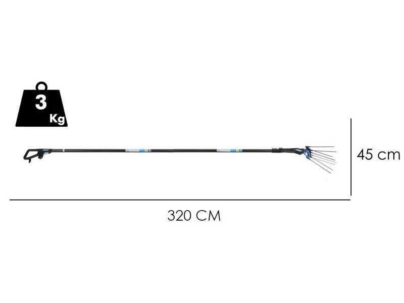 Campagnola MASTER PLUG-IN - Abbacchiatore a batteria al litio 21.6V 5Ah - Asta telescopica in carbonio e alluminio 250/320 cm