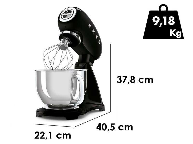 Smeg Full Color Nero - Impastatrice Planetaria - Vasca in Inox da 4,8 litri