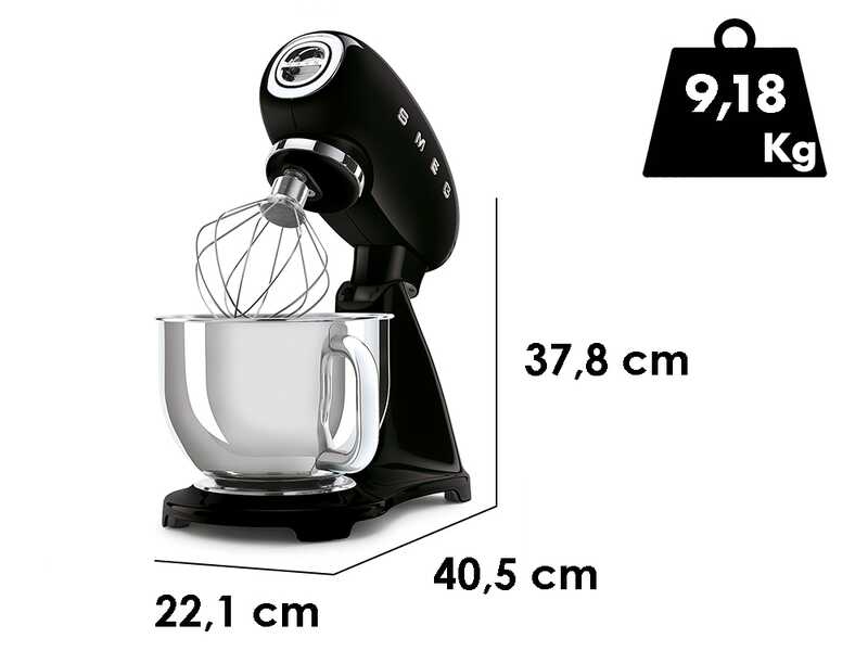 Smeg Full Color Nero SMF03BLEU - Impastatrice Planetaria - Vasca in Inox da 4,8 litri