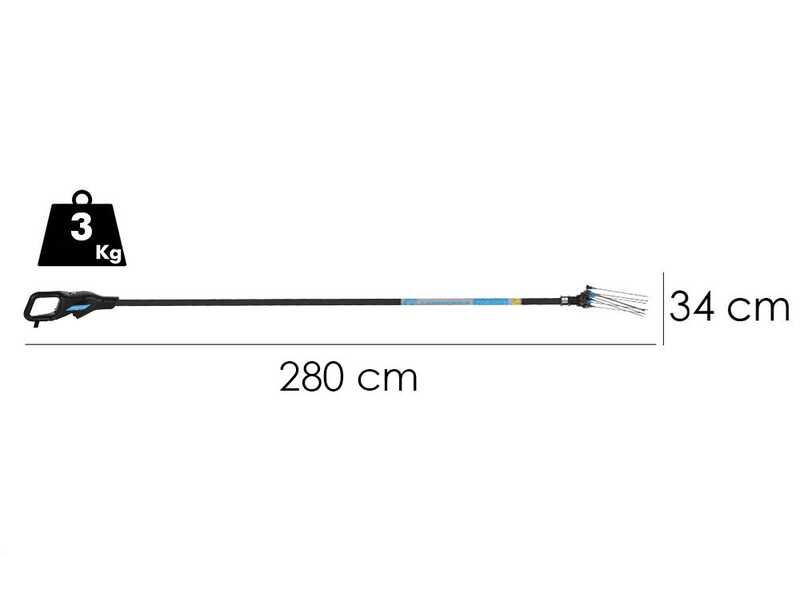 Campagnola Hercules 6 ECO Plug-in - Asta in carbonio - 280 cm - Abbacchiatore elettrico a batteria