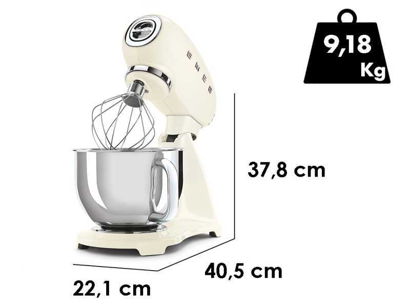 Smeg Full Color Panna - Impastatrice Planetaria - Vasca in Inox da 4,8 litri