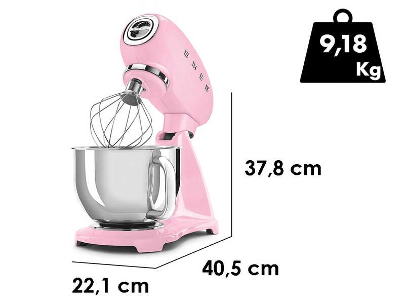 Smeg Full Color Rosa SMF03PKEU - Impastatrice Planetaria - Vasca in Inox da 4,8 litri