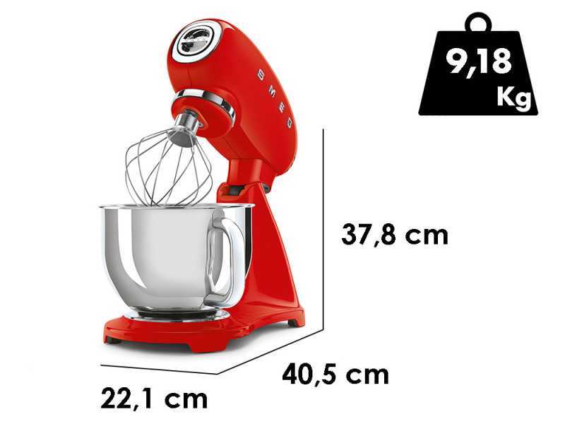 Smeg Full Color Rosso - Impastatrice Planetaria - Vasca in Inox da 4,8 litri