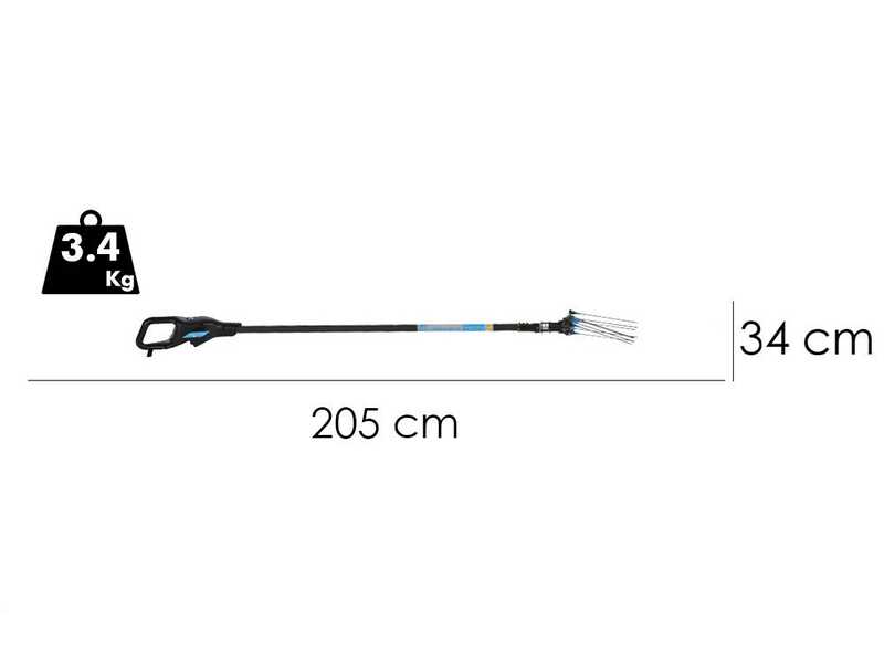 Campagnola Hercules 6 ECO Plug-in - Asta in carbonio - 205 - 275 cm - Abbacchiatore elettrico a batteria - 21.6V 5Ah