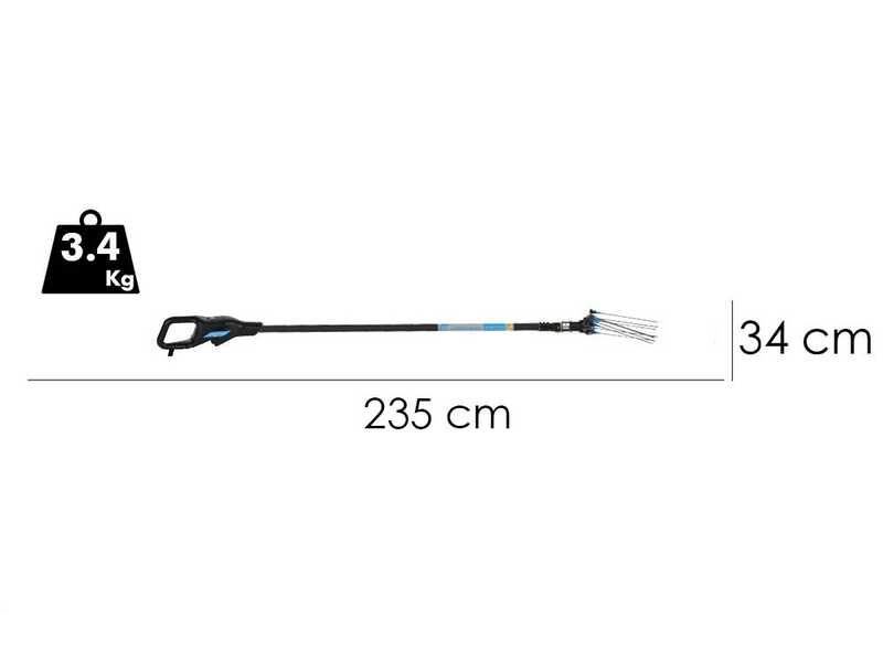 Campagnola Hercules 6 ECO Plug-in - Abbacchiatore elettrico 235/325 cm a batteria a litio 21.6V 5Ah - Asta telescopica in carbonio