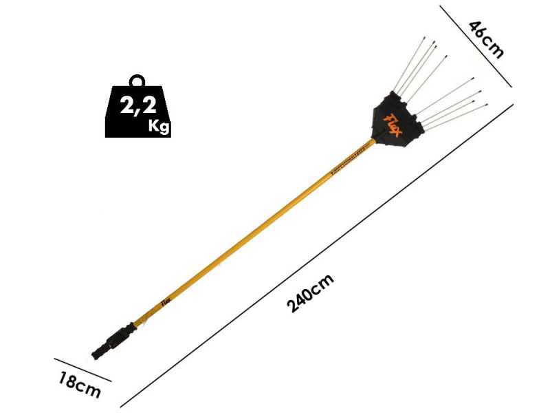 Oliviero Flex PPF Fisso - Abbacchiatore con batteria a litio - Asta in alluminio fissa 240 cm