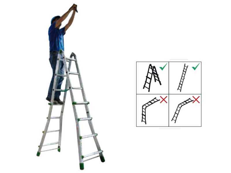 Facal Eurobriko BK/1,5 A, 2x7 gradini, 3.44 m - Scala in alluminio telescopica - Altezza stimata operativa 4.35 m