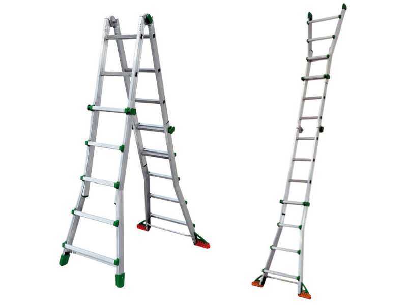 Facal Eurobriko BK/2 A, 2x8 gradini, 4 m - Scala in alluminio telescopica - Altezza stimata operativa 4.90 m