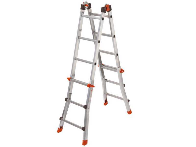 Gierre Peppina AL001, 2x7 gradini, 3.29 m - Scala in alluminio telescopica - Altezza stimata operativa 4.29 m