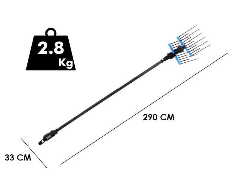 Campagnola Alice STAR ECO Plug-in - Abbacchiatore elettrico 290 cm a batteria tipo auto con cavo in dotazione - Asta fissa in carbonio
