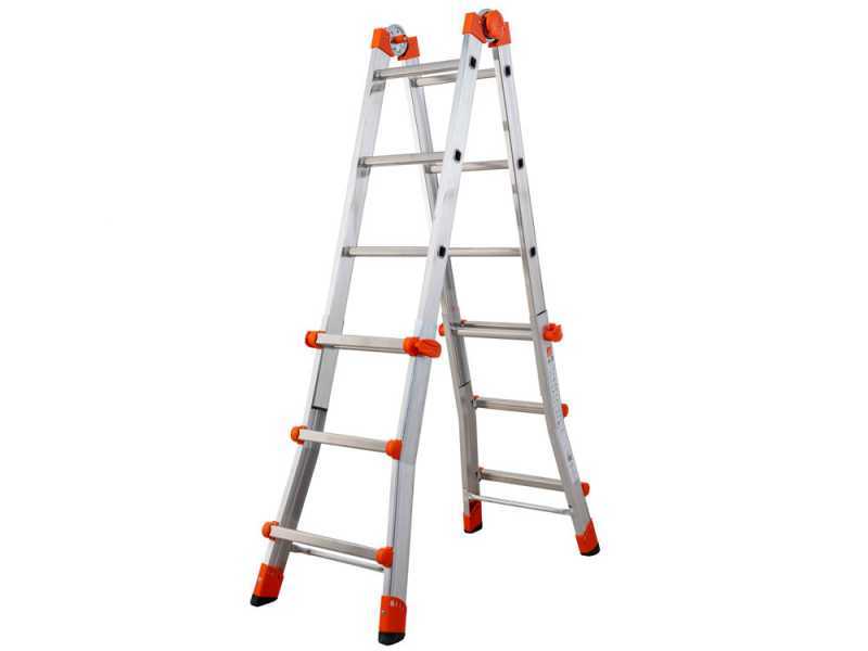 Gierre Peppina AL015, 2x7 gradini, 3.33 m - Scala in alluminio telescopica - Altezza stimata operativa 4.33 m