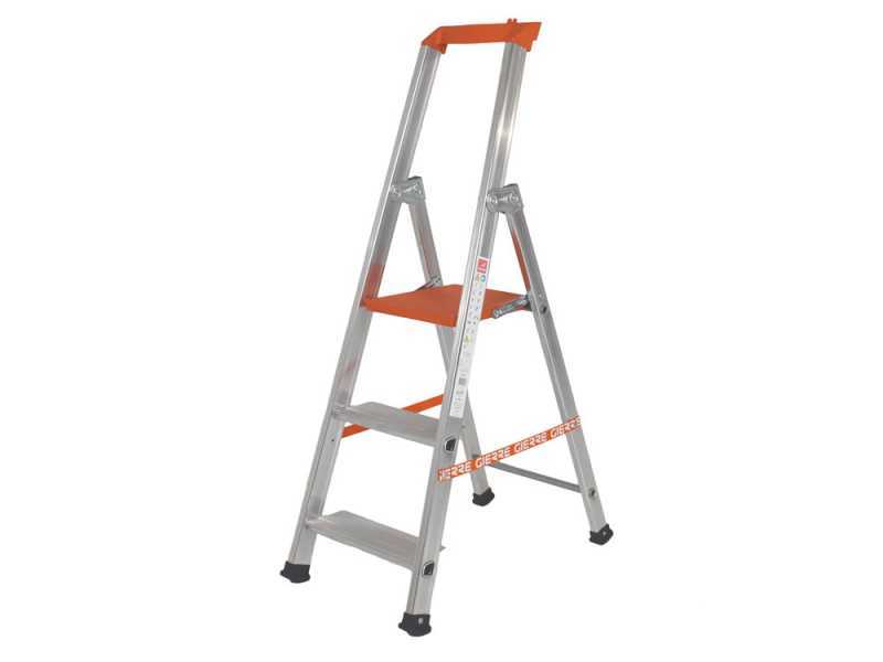 Gierre Stabila AL700, 3 gradini, 1.63 m - Scalandrino in alluminio con cavalletto - Altezza stimata operativa 2.63 m