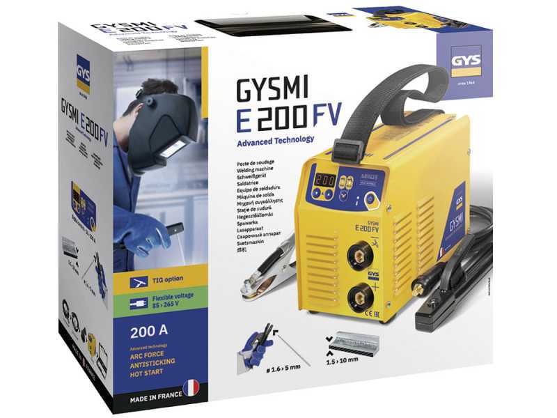 GYS Gysmi E200 FV - Saldatrice Inverter (MMA, TIG Lift) + Valigetta, corrente continua (DC)