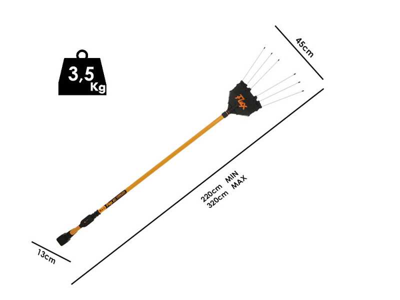 Oliviero Flex BCT Domestic Cordless - Abbacchiatore con batteria a litio - Asta in alluminio telescopica 220-320 cm - 14.4V 7.5Ah