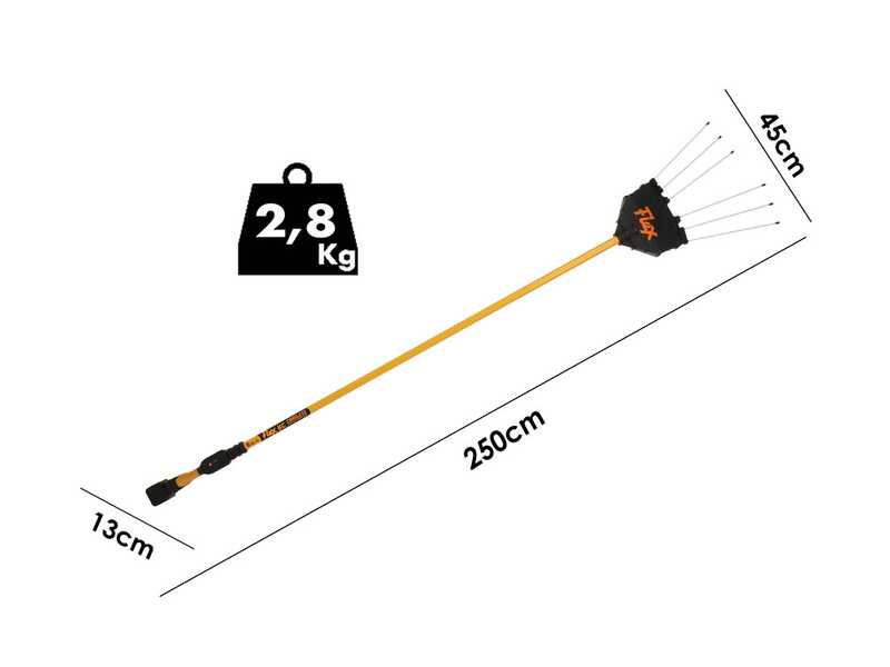 Oliviero Flex BCF Domestic Cordless - Abbacchiatore con batteria a litio - Asta in alluminio fissa 250cm - 14.4V 7.5Ah