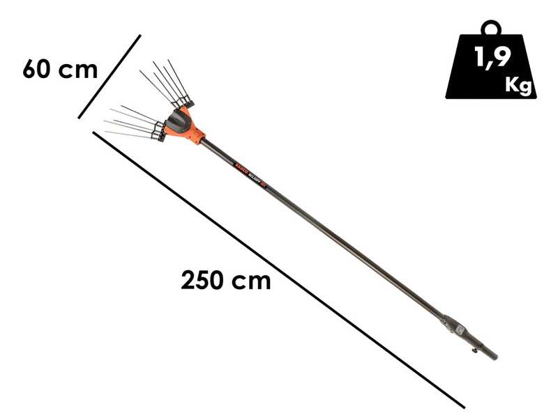 Bahco BCL52FP 36V - Abbacchiatore elettrico a batteria - Asta fissa in carbonio + prolunga - 250 + 70 cm